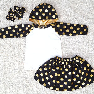 Toddler Girl Black and Gold Girls Hoodie Set 2/3t